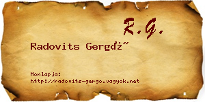 Radovits Gergő névjegykártya